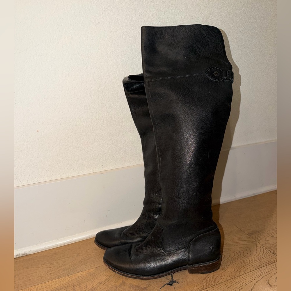 Frye Black Leather Knee-High Boots